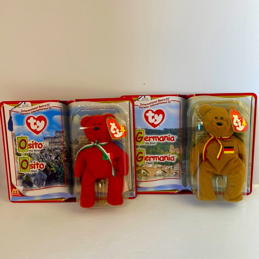 Ty Teenie Beanie Babies 2000 McDonalds International Bears 2 Osito and Germania